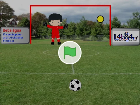 Tela do jogo Desafio do pênalti, feito em Scratch